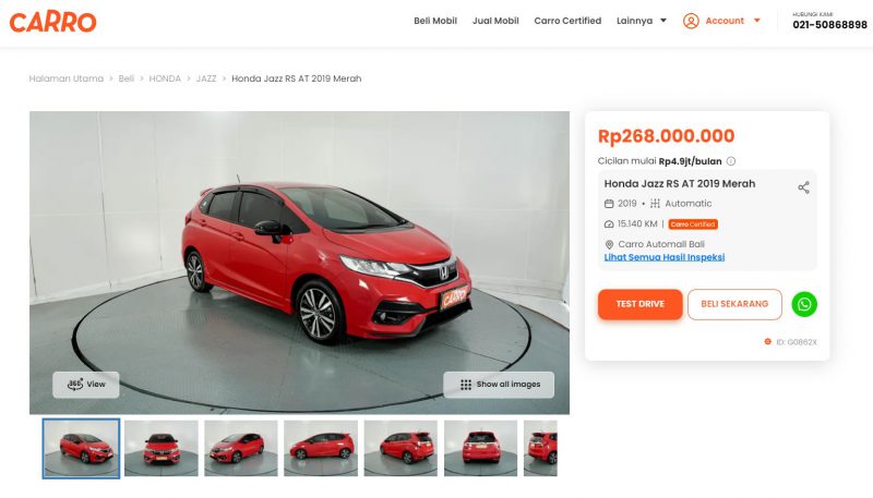 honda jazz RS bekas dijual